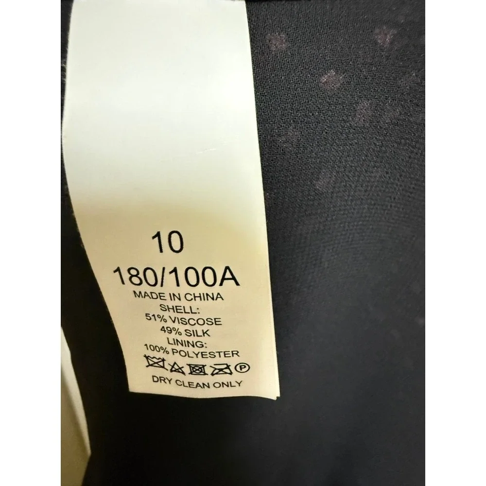 Kate Spade New York Meadow Floral Silk Blend Smocked Neck Tie Back Top‎ Black 10